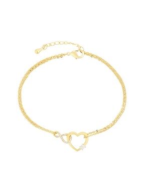 Heart Infinity Bracelet | 14K Gold Plated | Double Chain Waterproof Jewelry